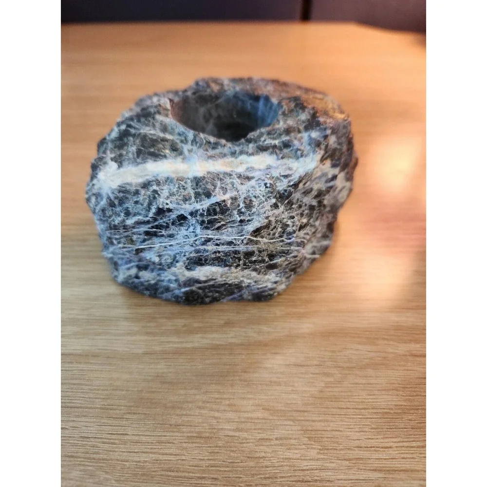 Natural Rough Stone‎ Sodalite Tealight Candle Holder Unique Nature Rock